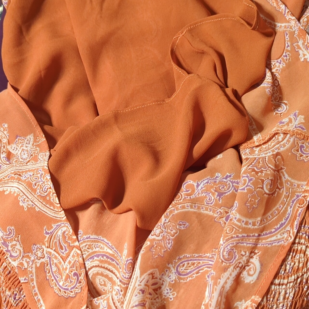 Cato Spring Bloom Paisley Smocked Off The Shoulder Peplum Blouse - Picture 4 of 7
